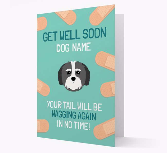 Personalised 'Get well soon {dogsName}' Card with {breedFullName} Icon